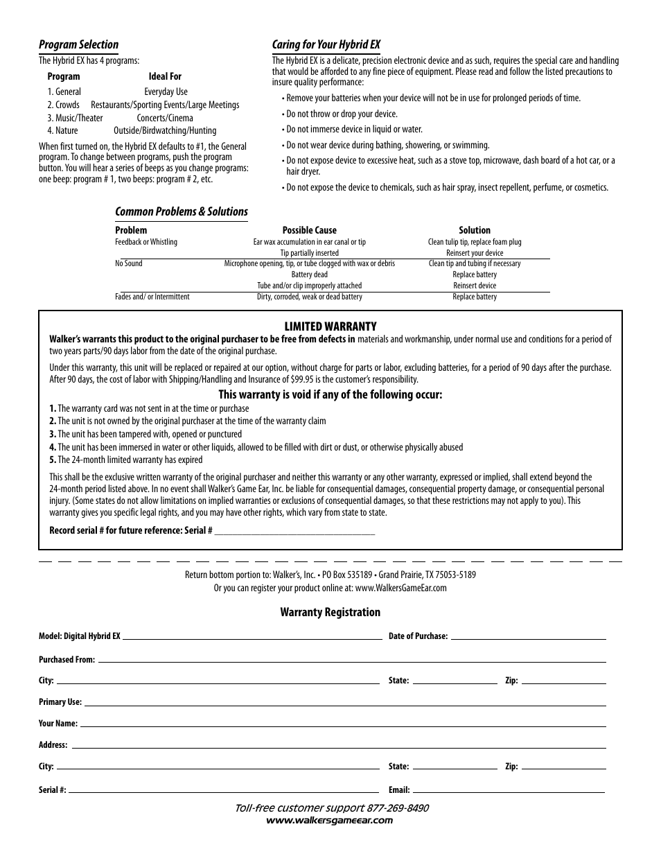 Walker's Game Ear Hybrid EX User Manual | Page 2 / 2
