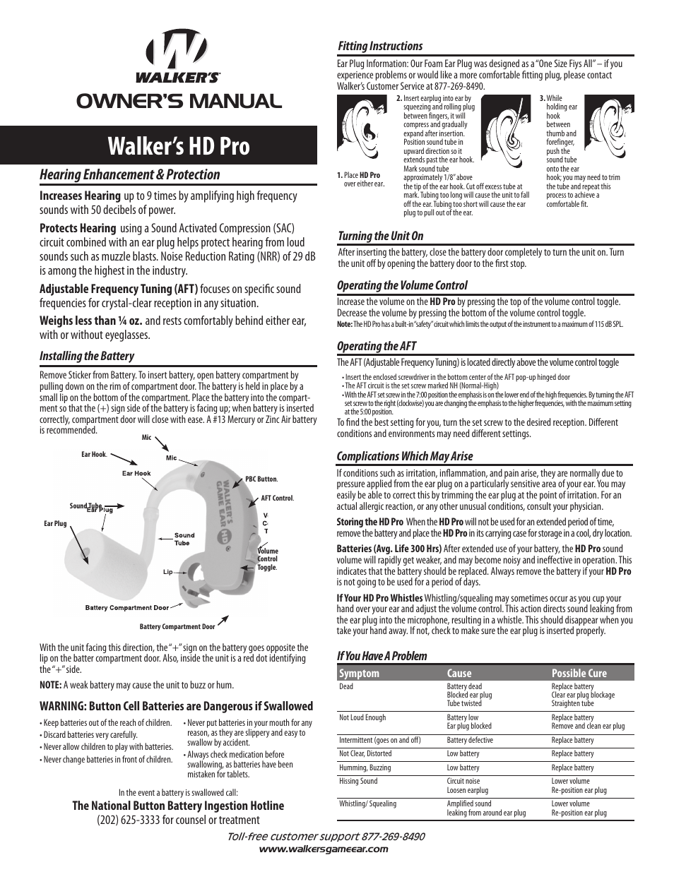 Walker's Game Ear Walker's HD Pro User Manual | 2 pages