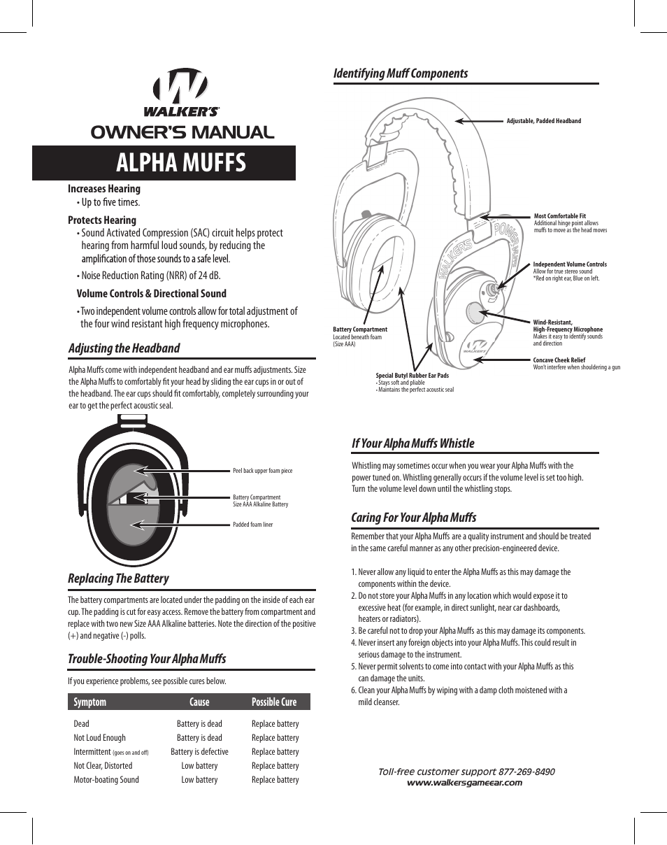 Walker's Game Ear Alpha Muffs User Manual | 2 pages