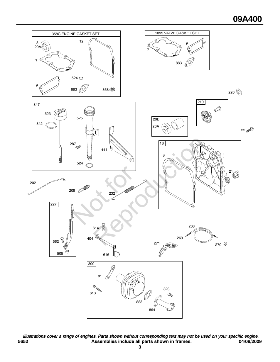 Not for reproduction | Briggs & Stratton 09A400 User Manual | Page 3 / 12