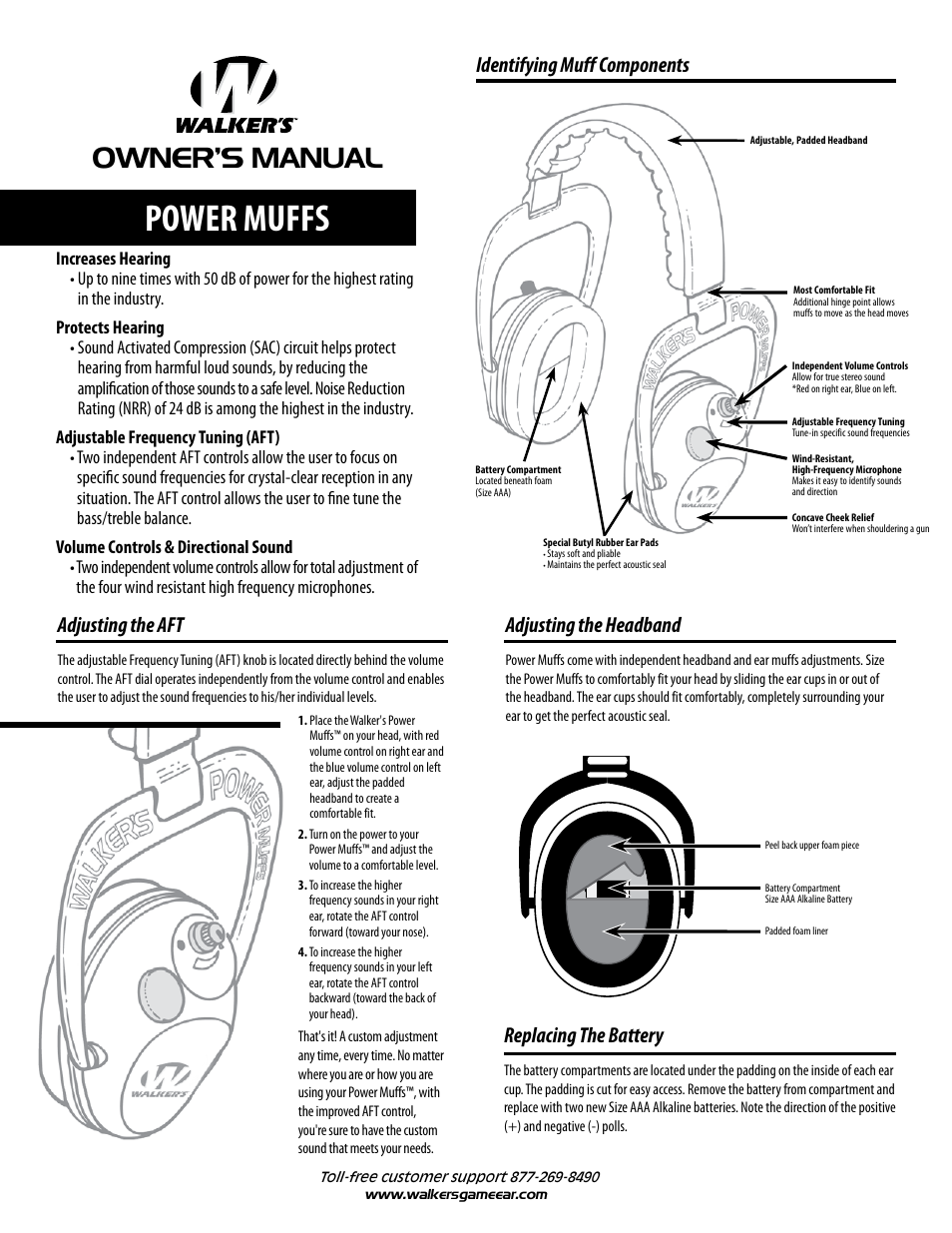 Walker's Game Ear Power Muffs User Manual | 2 pages