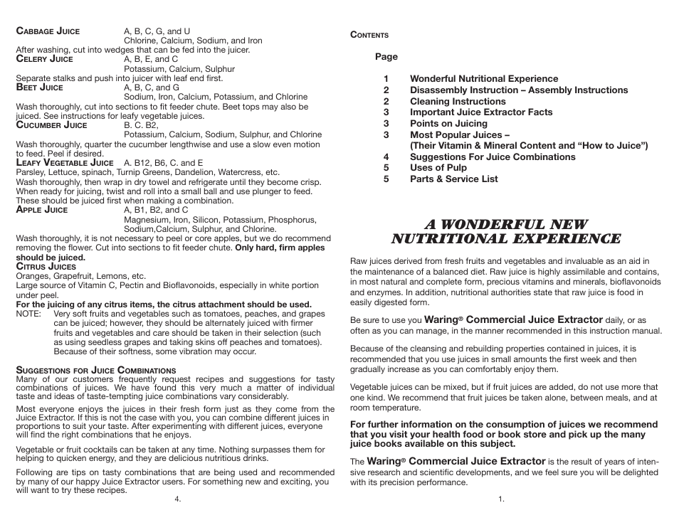 A wonderful new nutritional experience | Waring 6001C User Manual | Page 3 / 4
