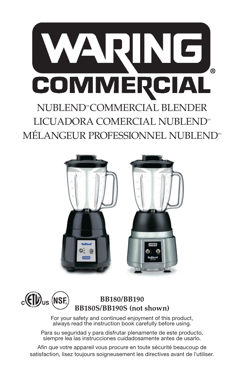 Waring BB190S User Manual | 11 pages