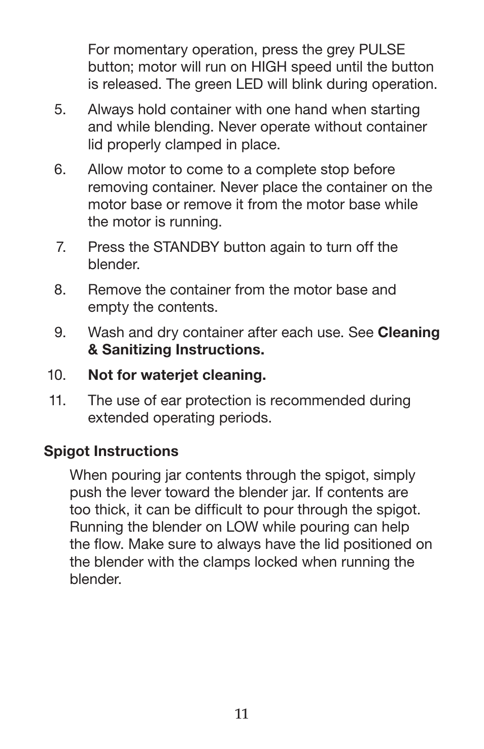 Waring CB15VSF User Manual | Page 11 / 50