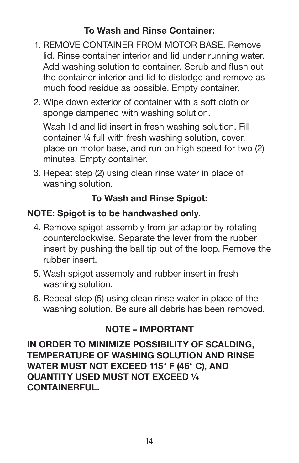 Waring CB15VSF User Manual | Page 14 / 50