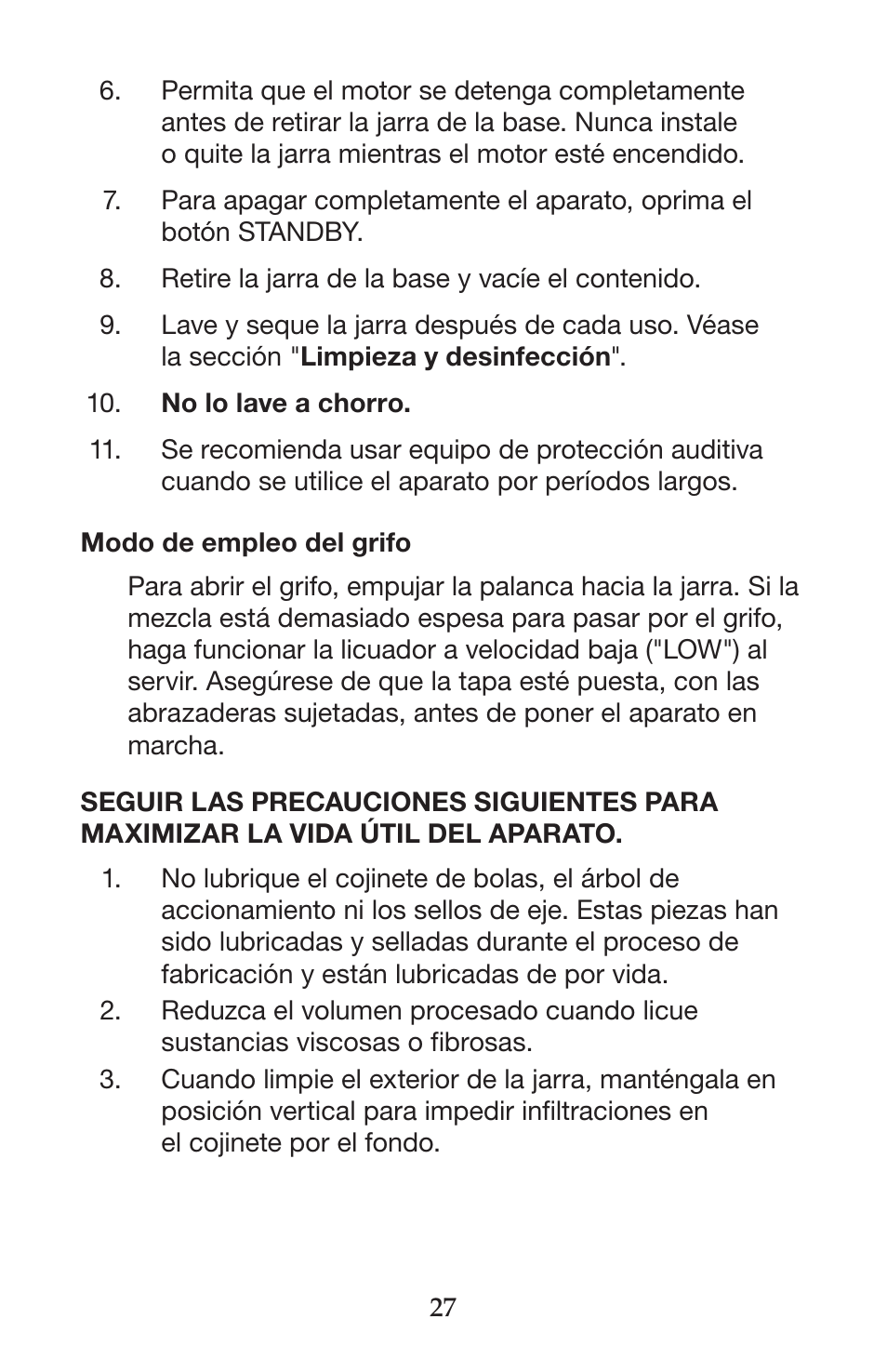 Waring CB15VSF User Manual | Page 27 / 50