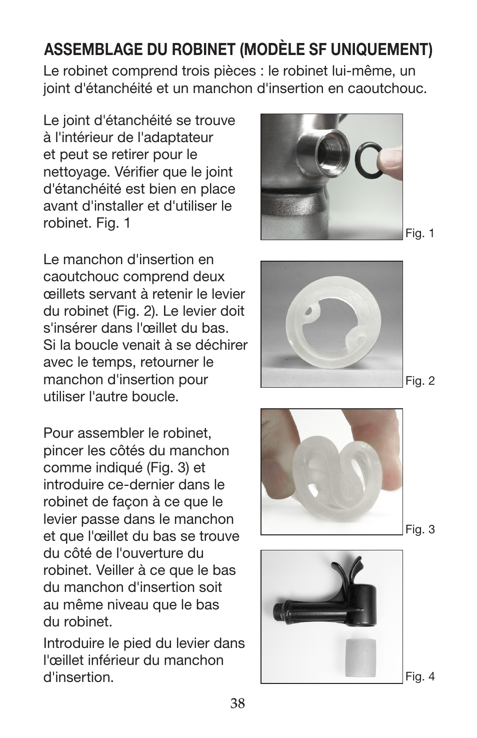 Assemblage du robinet (modèle sf uniquement) | Waring CB15VSF User Manual | Page 38 / 50