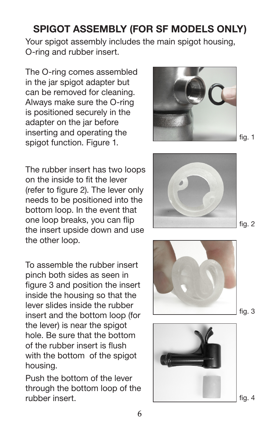 Spigot assembly (for sf models only) | Waring CB15VSF User Manual | Page 6 / 50