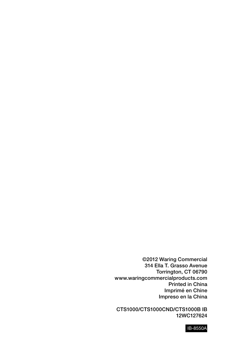 Waring CTS1000B User Manual | Page 17 / 17