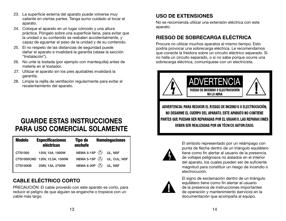 Waring CTS1000B User Manual | Page 8 / 17
