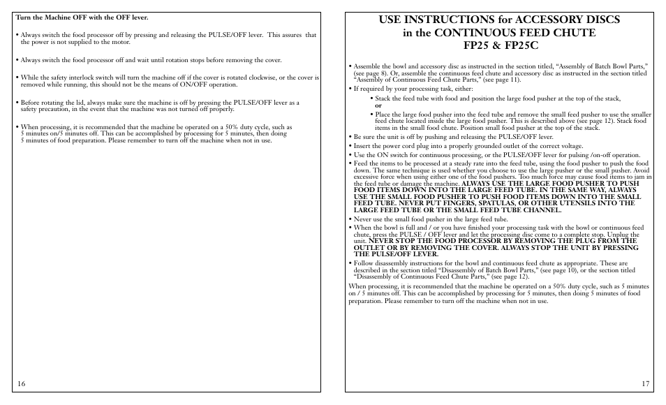 Waring FP25C User Manual | Page 9 / 15
