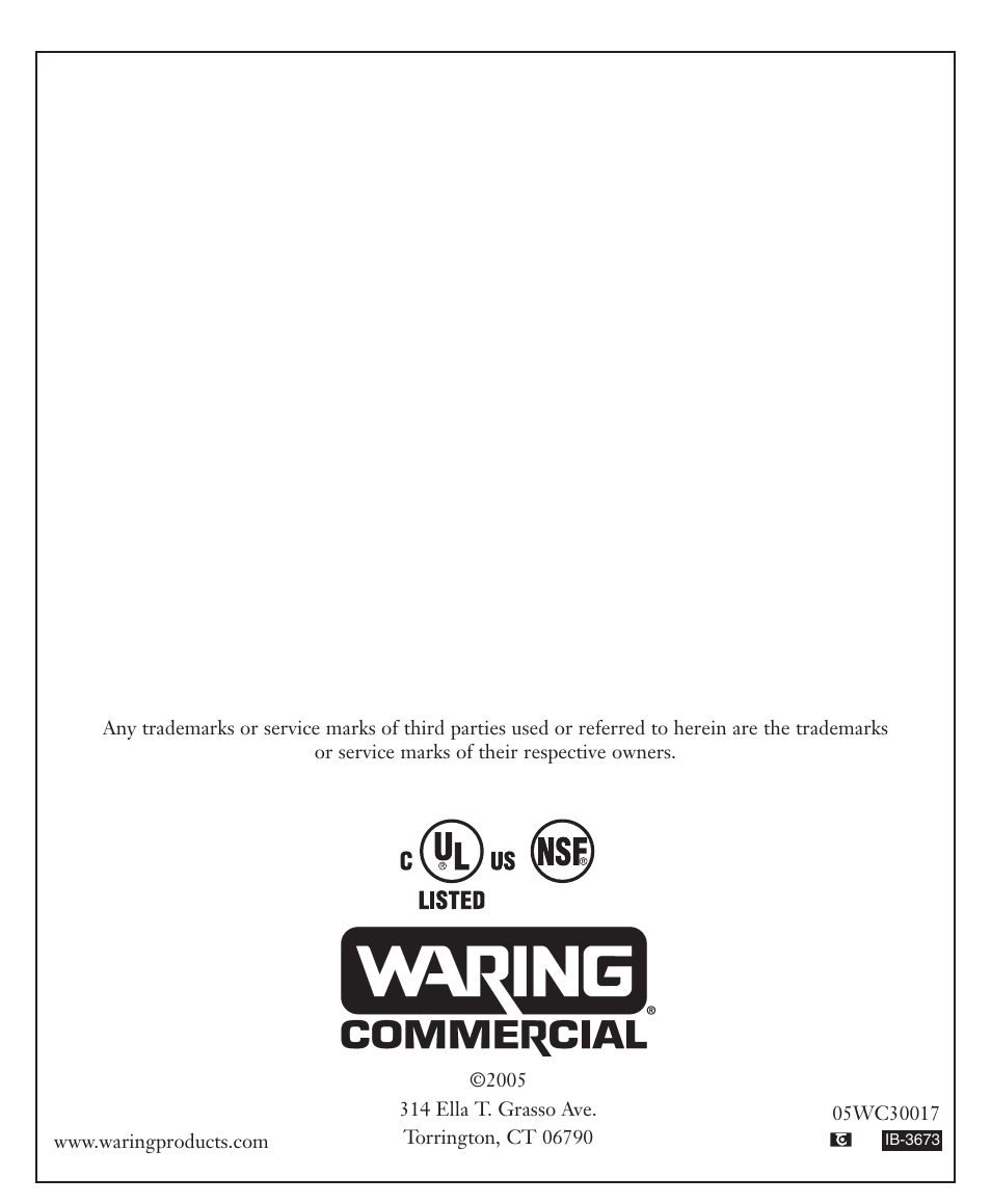 Waring FP40C User Manual | Page 28 / 28