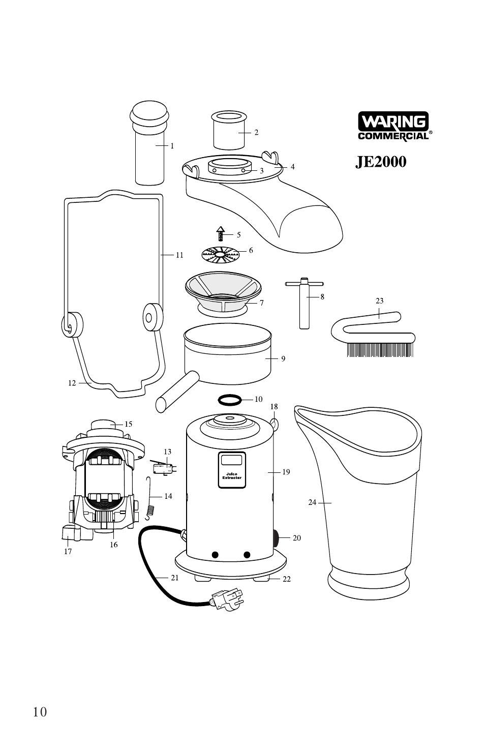 Waring JE2000 User Manual | Page 10 / 13