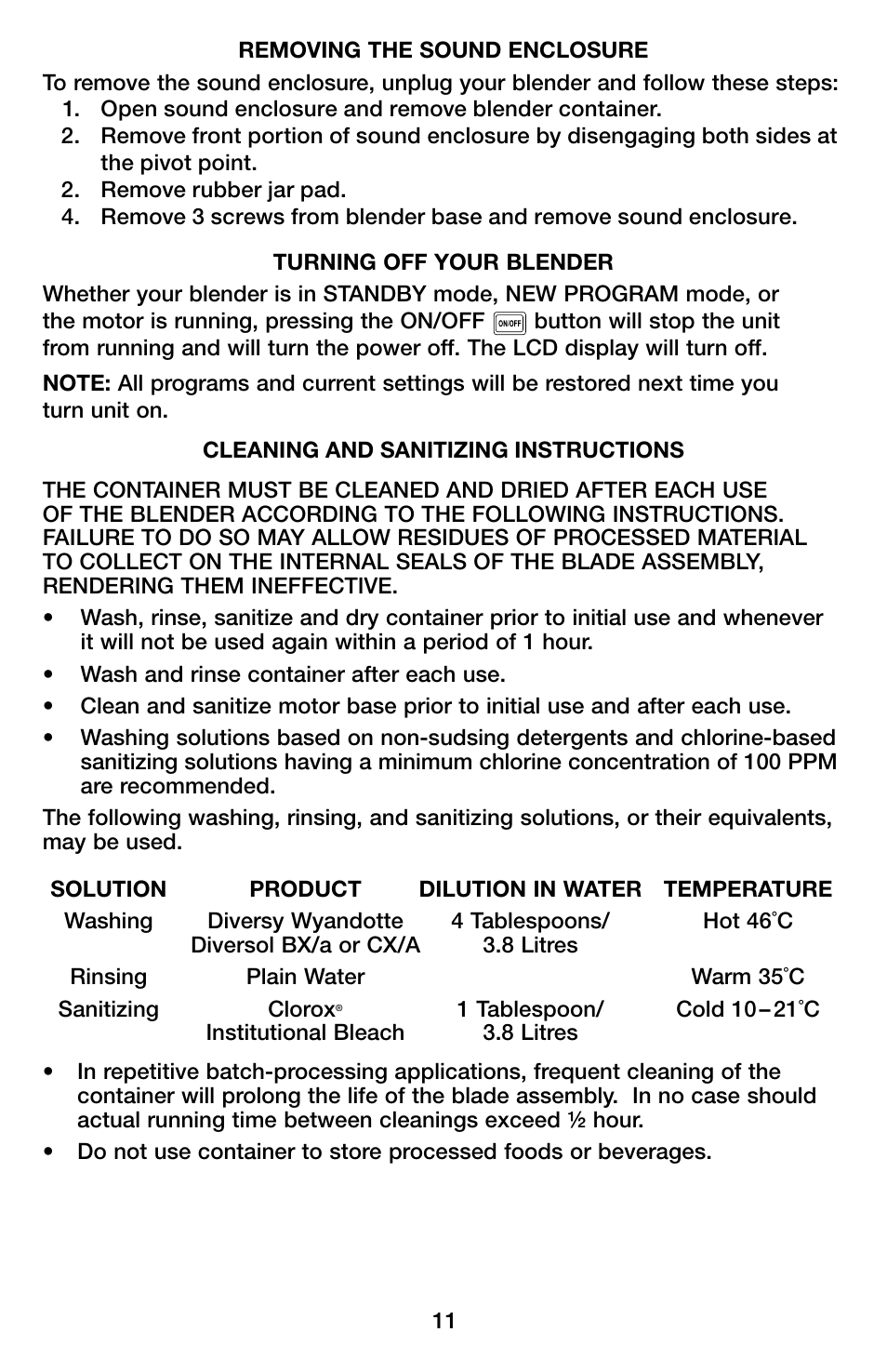 Waring MX1500XTXP User Manual | Page 11 / 36