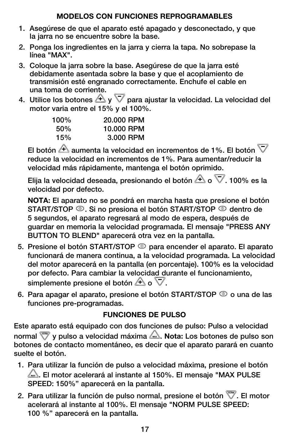 Waring MX1500XTXP User Manual | Page 17 / 36