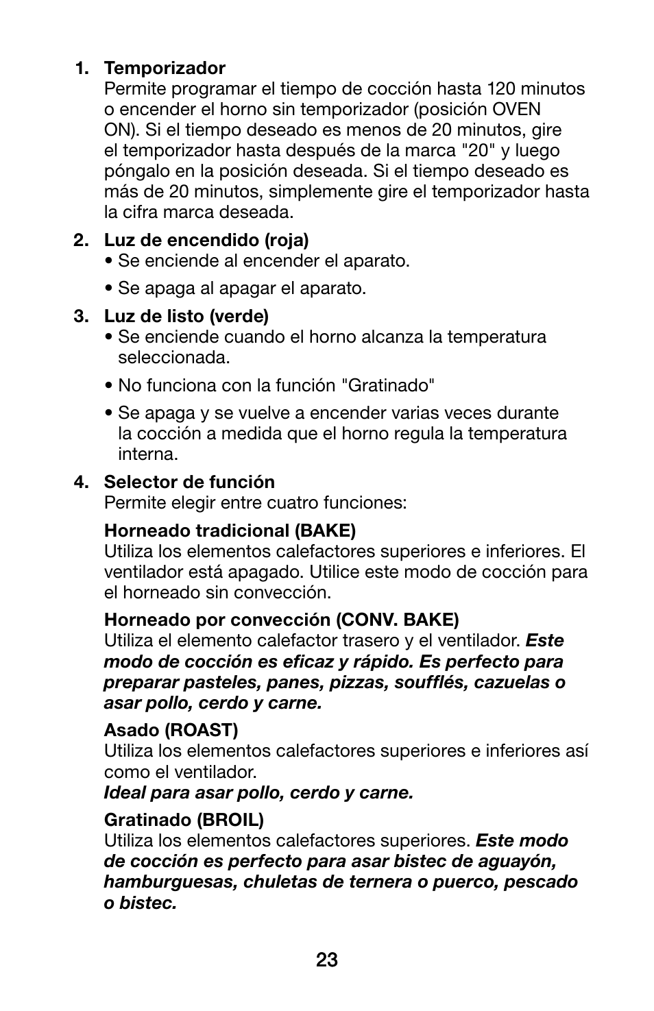 Waring WCO250X User Manual | Page 23 / 48