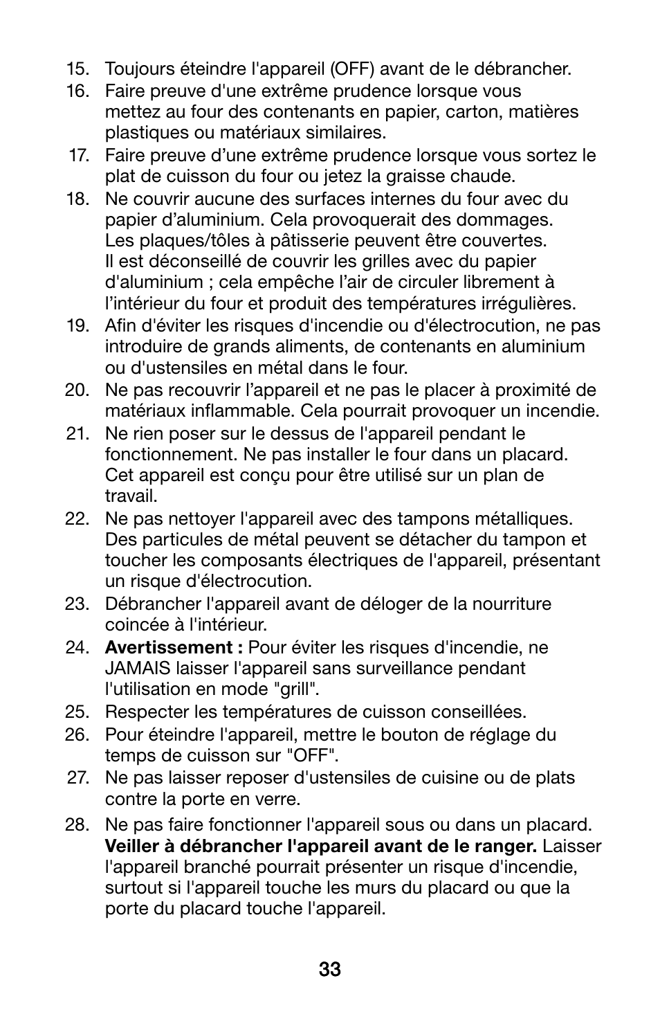 Waring WCO250X User Manual | Page 33 / 48