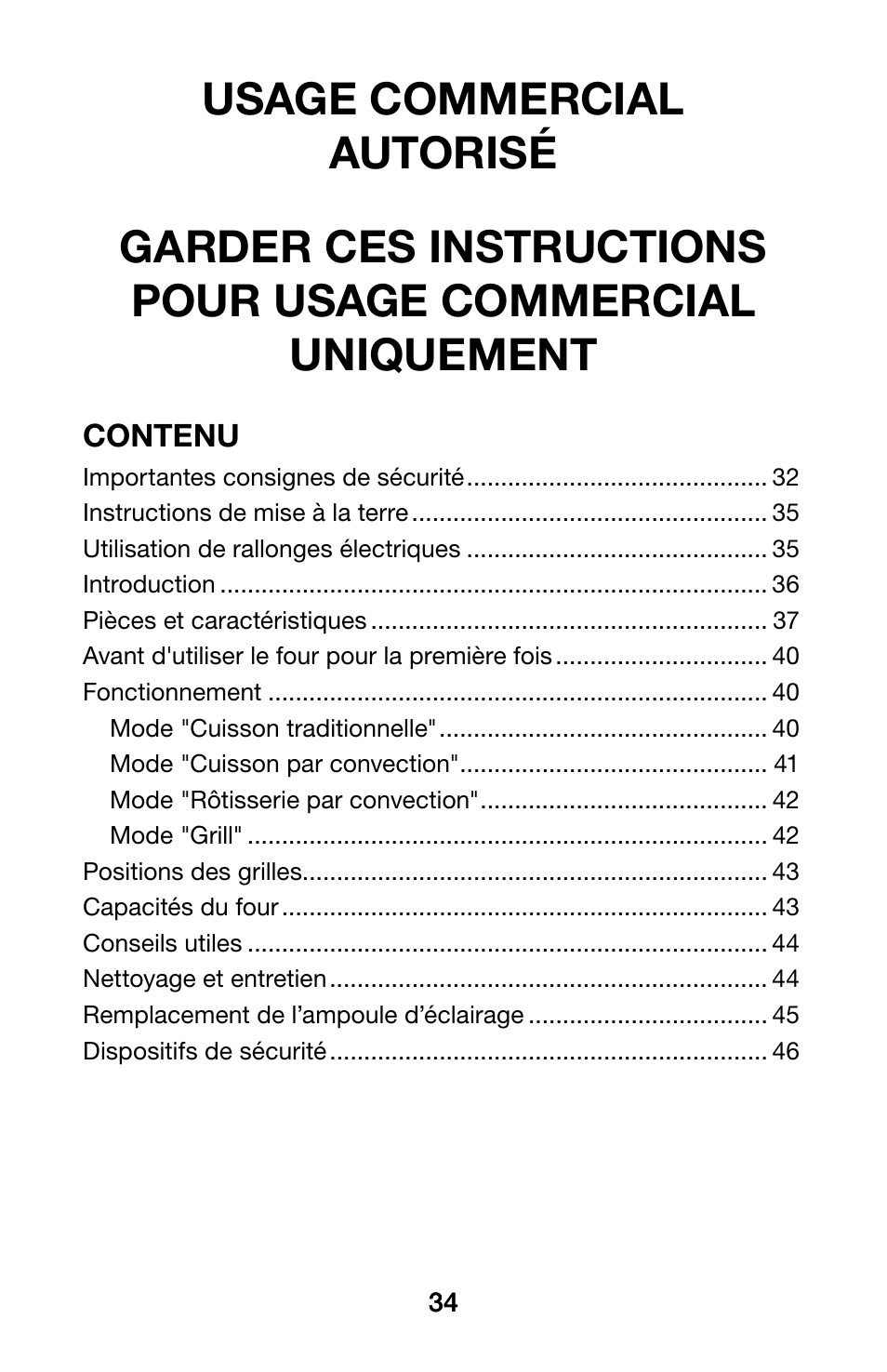 Waring WCO250X User Manual | Page 34 / 48