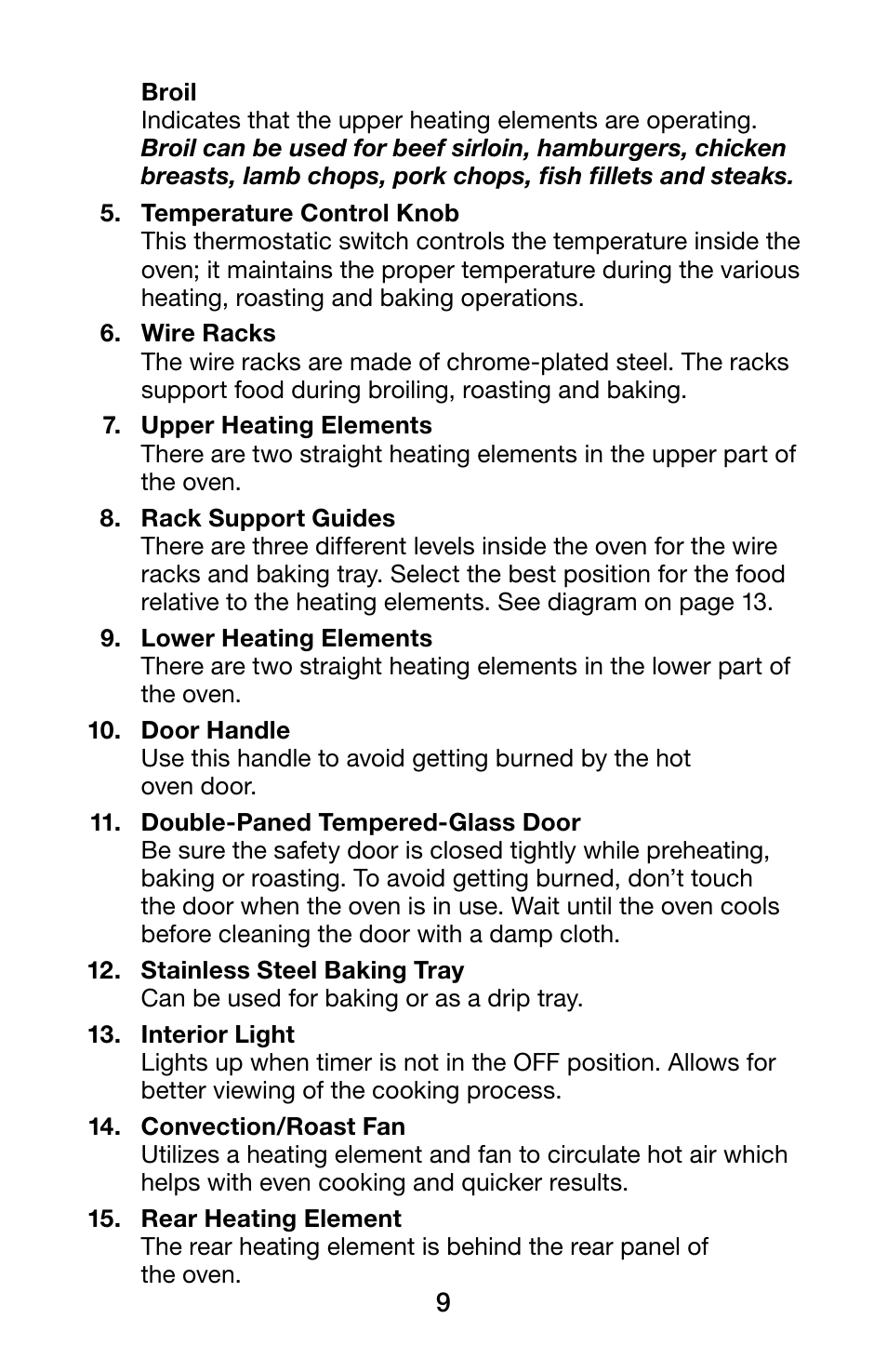 Waring WCO250X User Manual | Page 9 / 48