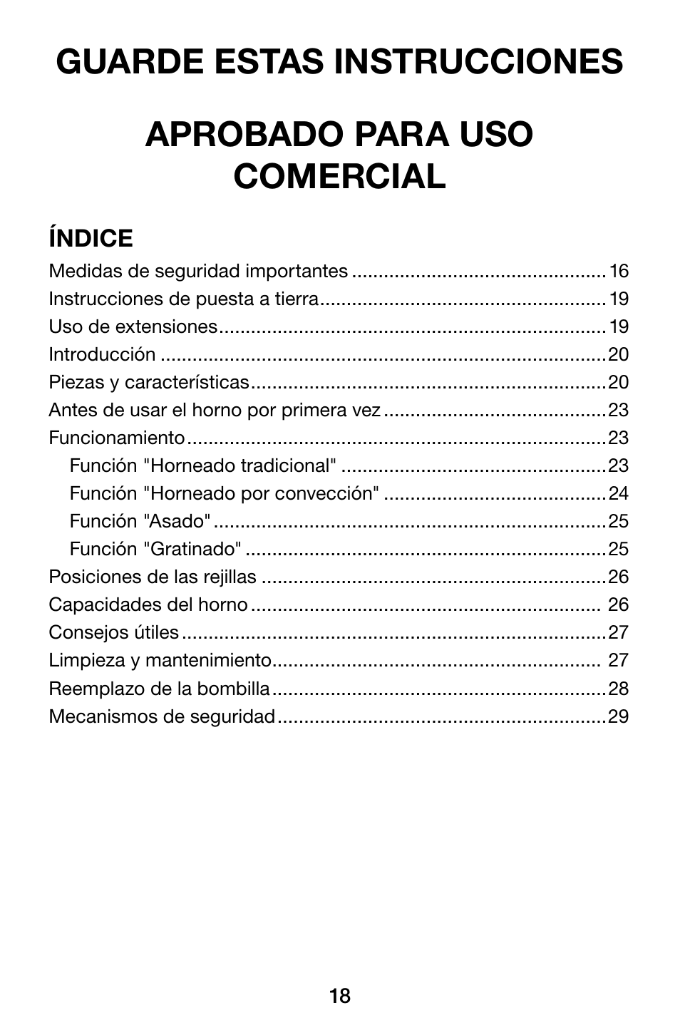 Waring WCO500X User Manual | Page 18 / 44