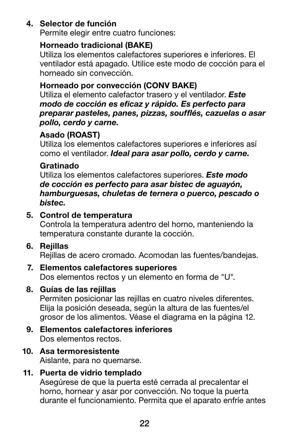 Waring WCO500X User Manual | Page 22 / 44