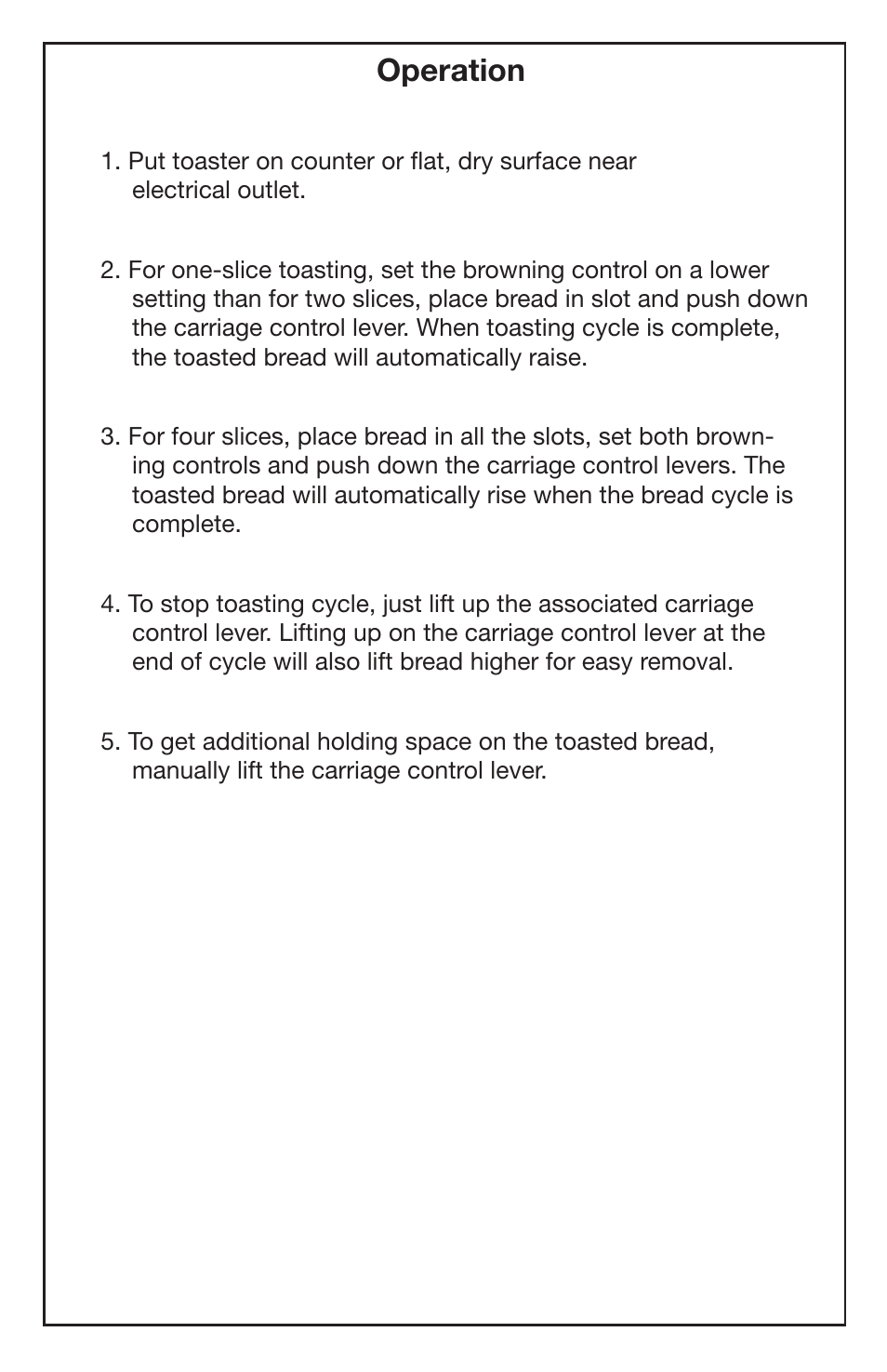 Operation | Waring WCT708 User Manual | Page 5 / 8