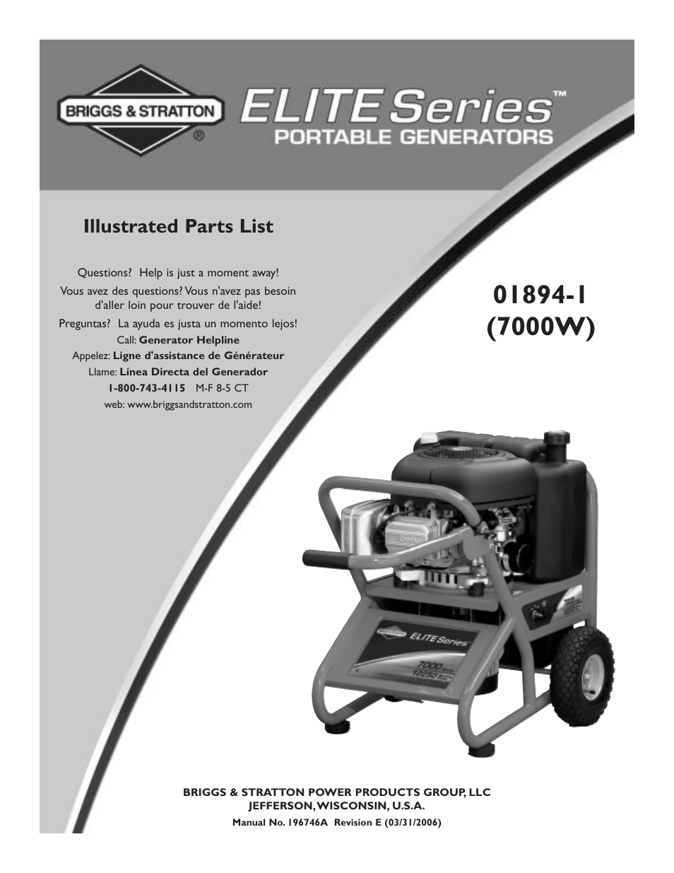 Briggs & Stratton Elite 01894-1 User Manual | 6 pages