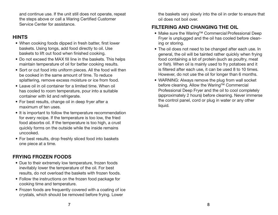 Waring WDF75RC User Manual | Page 5 / 7
