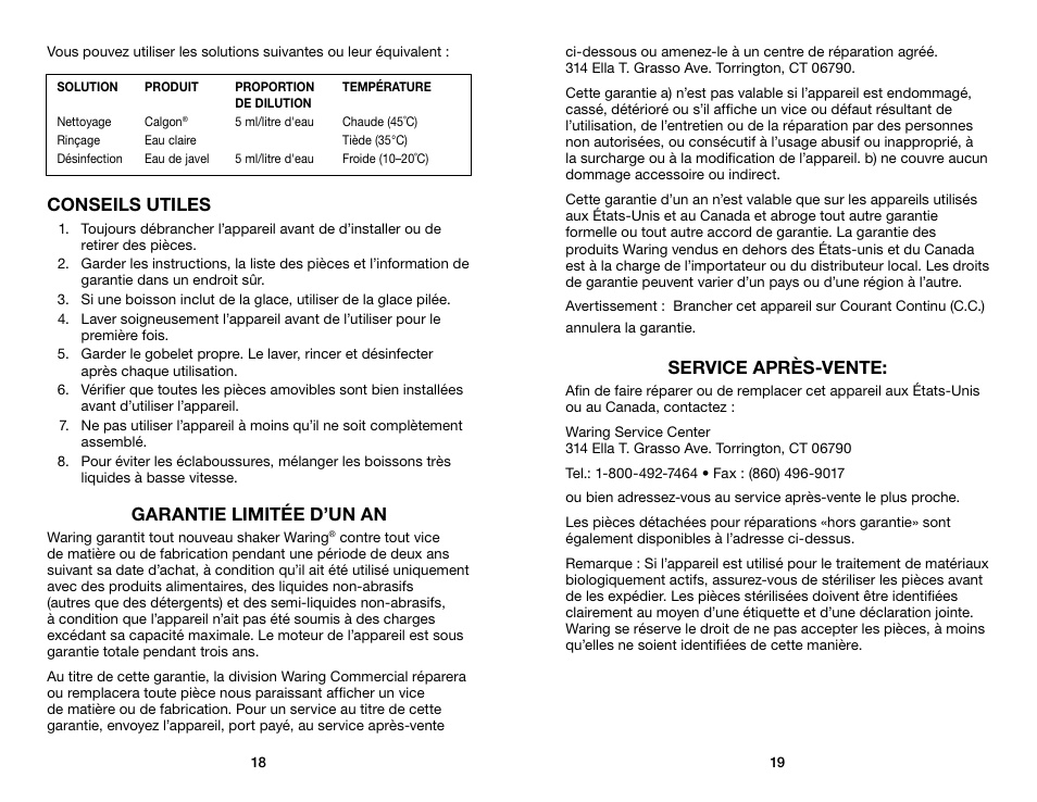 Waring WDM120 User Manual | Page 10 / 11