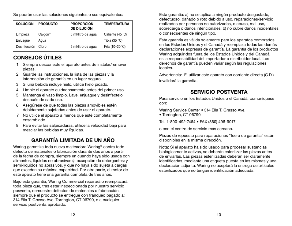 Waring WDM120 User Manual | Page 7 / 11