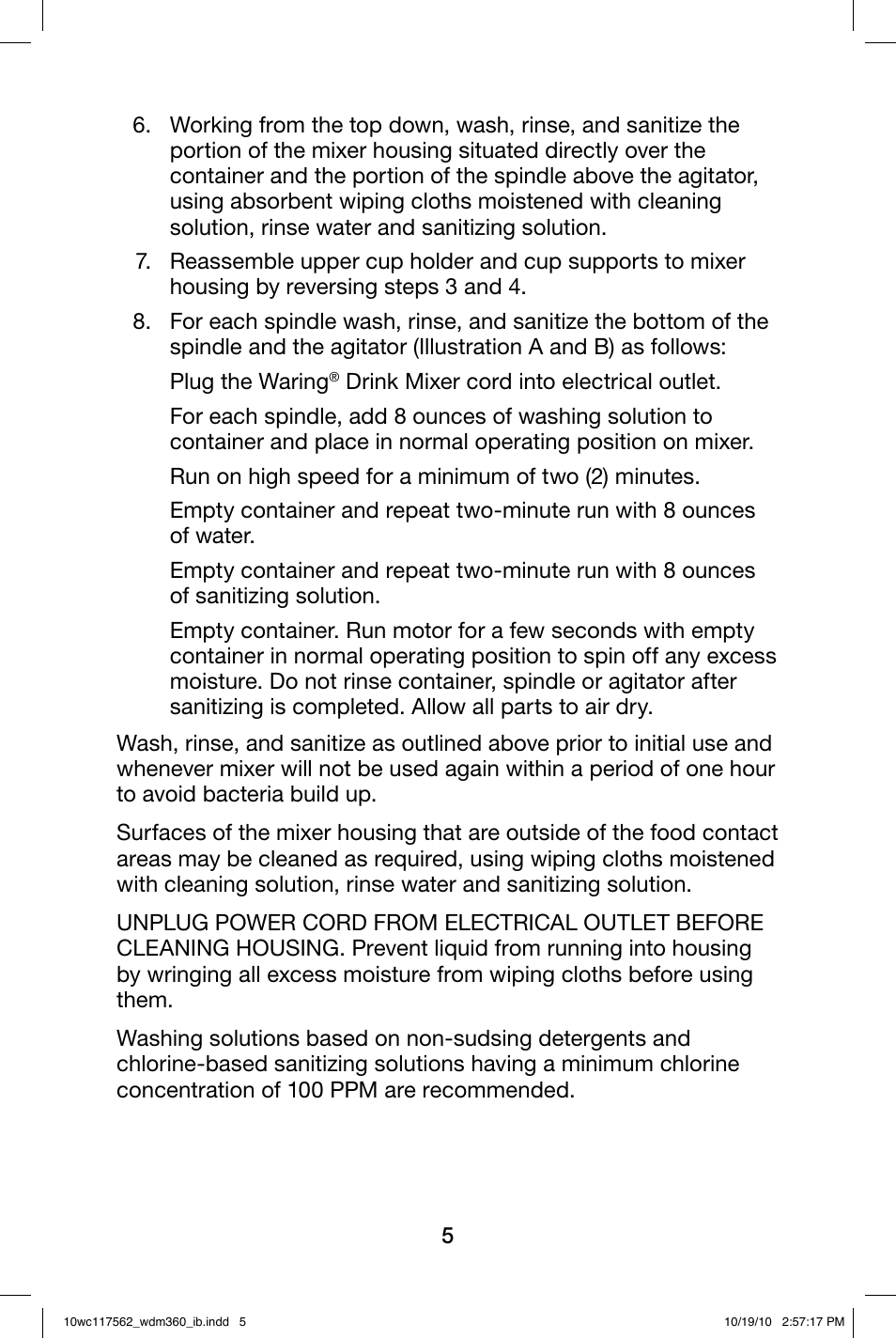 Waring WDM360 User Manual | Page 5 / 20