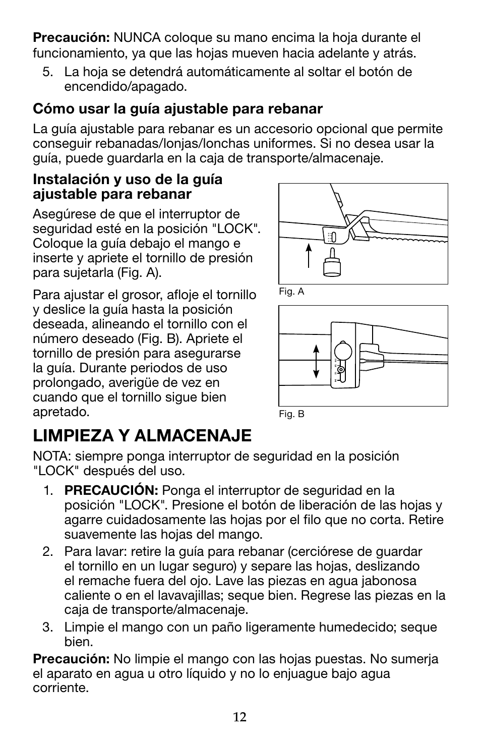 Limpieza y almacenaje | Waring WEK200 User Manual | Page 12 / 20