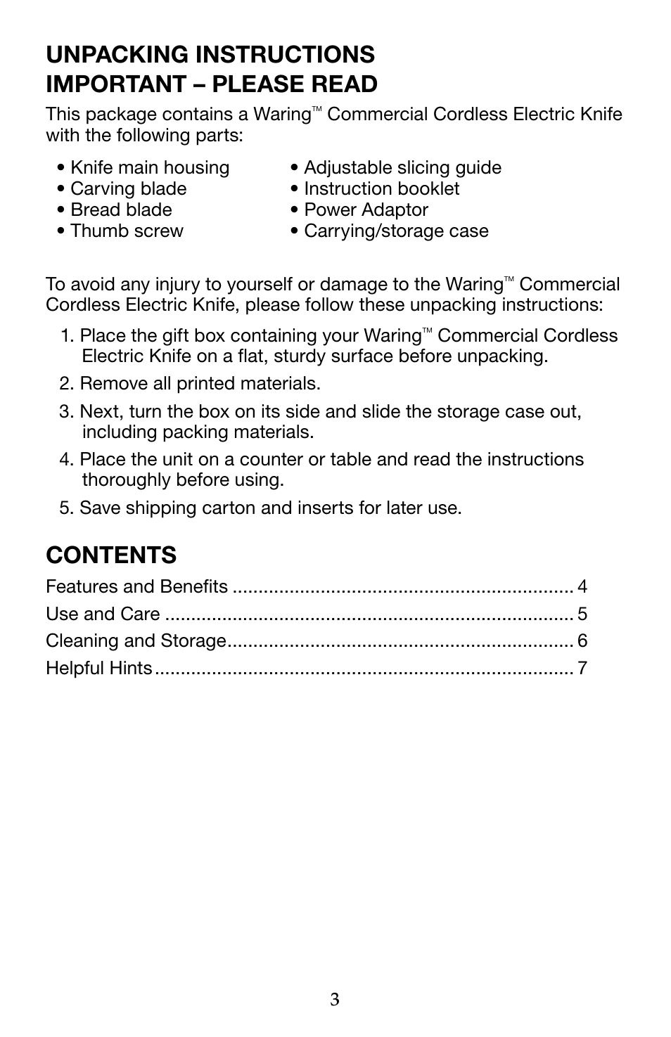 Waring WEK200 User Manual | Page 3 / 20