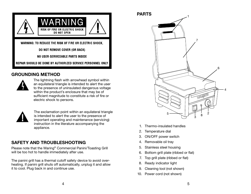 Waring WFG275 User Manual | Page 3 / 11