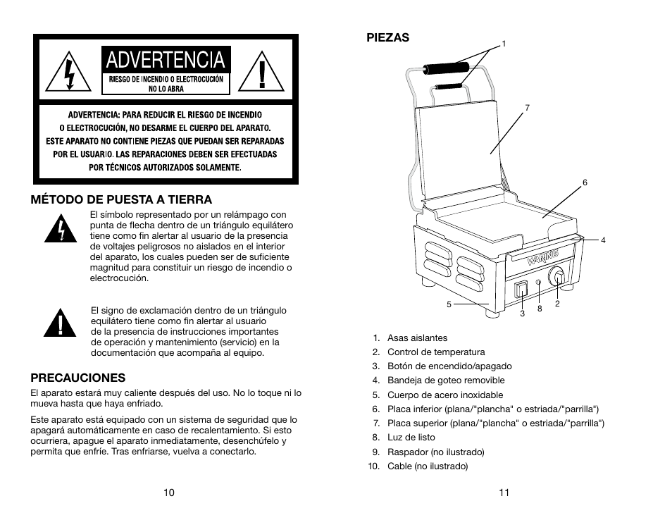 Waring WFG275 User Manual | Page 6 / 11