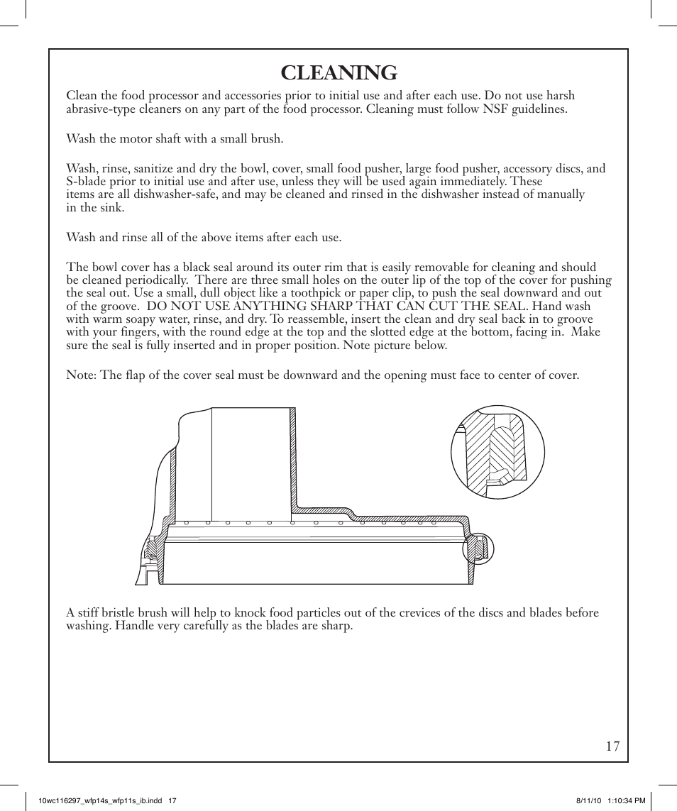 Cleaning | Waring WFP14S User Manual | Page 17 / 56