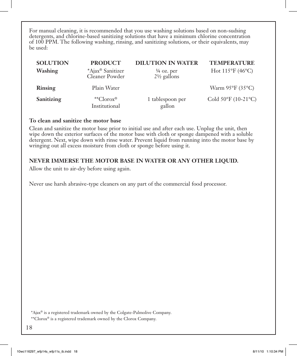 Waring WFP14S User Manual | Page 18 / 56