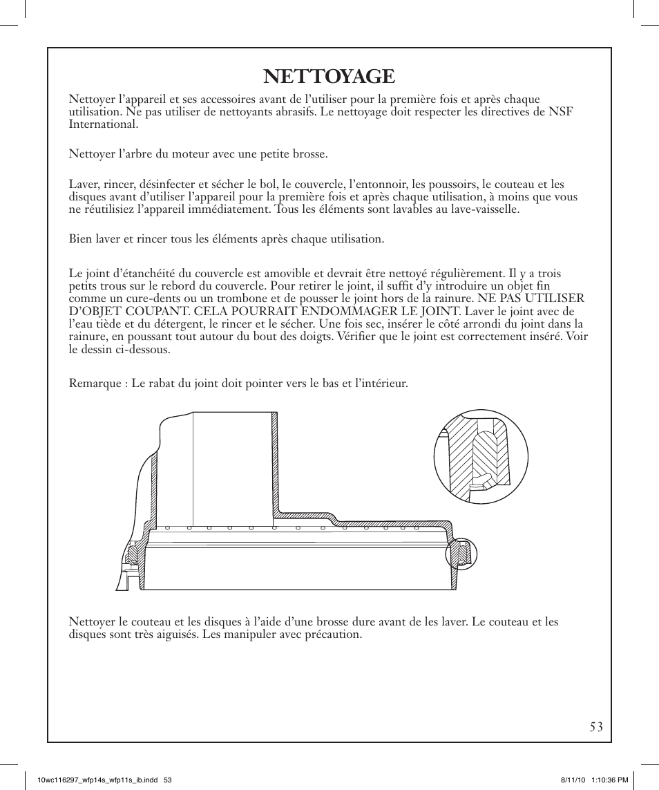 Nettoyage | Waring WFP14S User Manual | Page 53 / 56