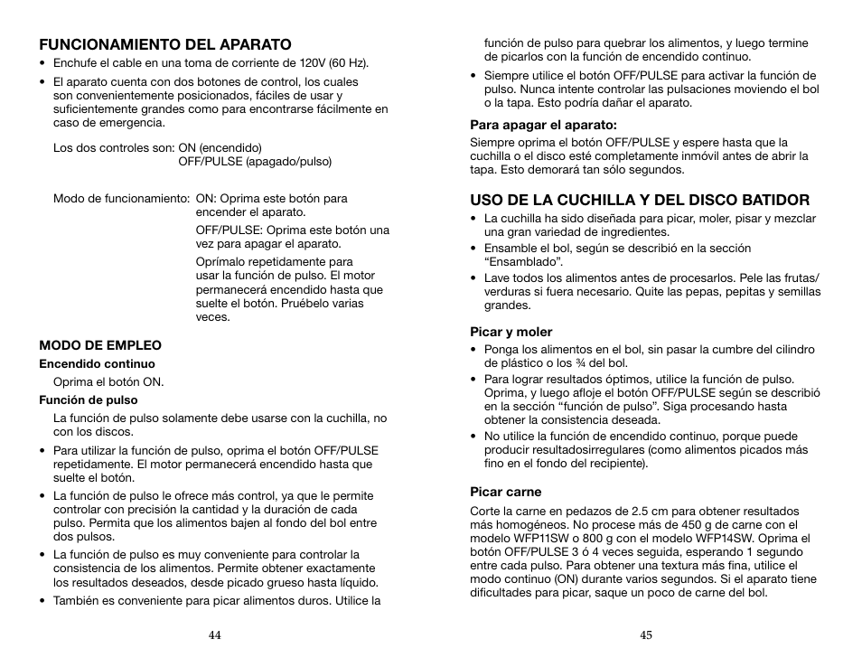 Waring WFP14SW User Manual | Page 23 / 27