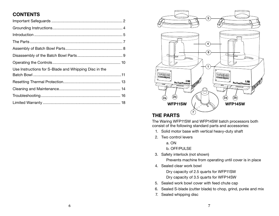 Waring WFP14SW User Manual | Page 4 / 27