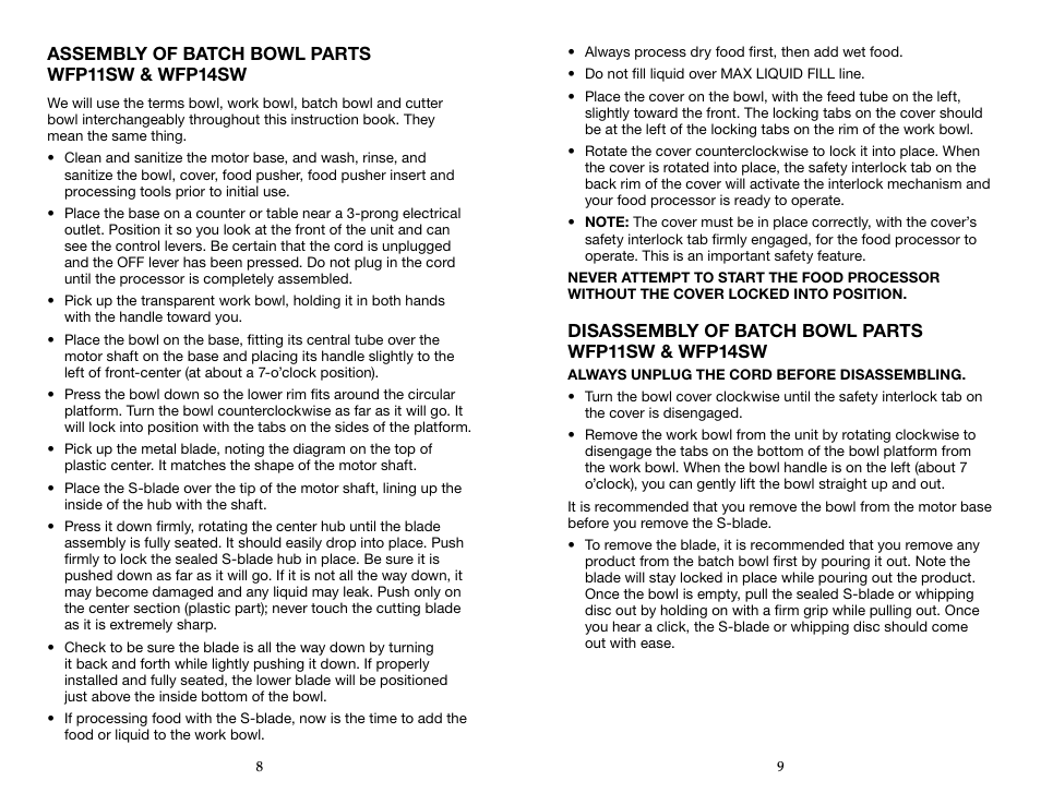 Waring WFP14SW User Manual | Page 5 / 27