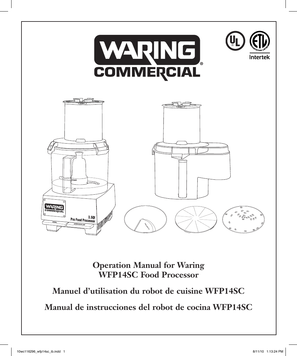 Waring WFP14SC User Manual | 60 pages