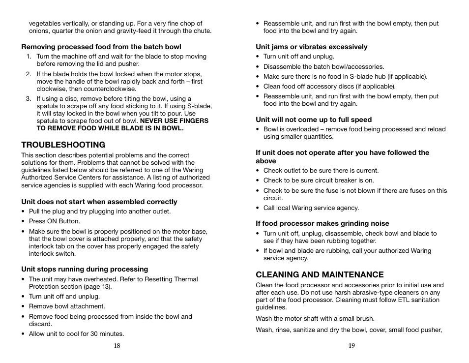 Waring WFP16S User Manual | Page 10 / 33