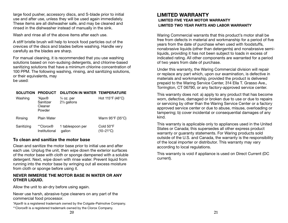 Waring WFP16S User Manual | Page 11 / 33