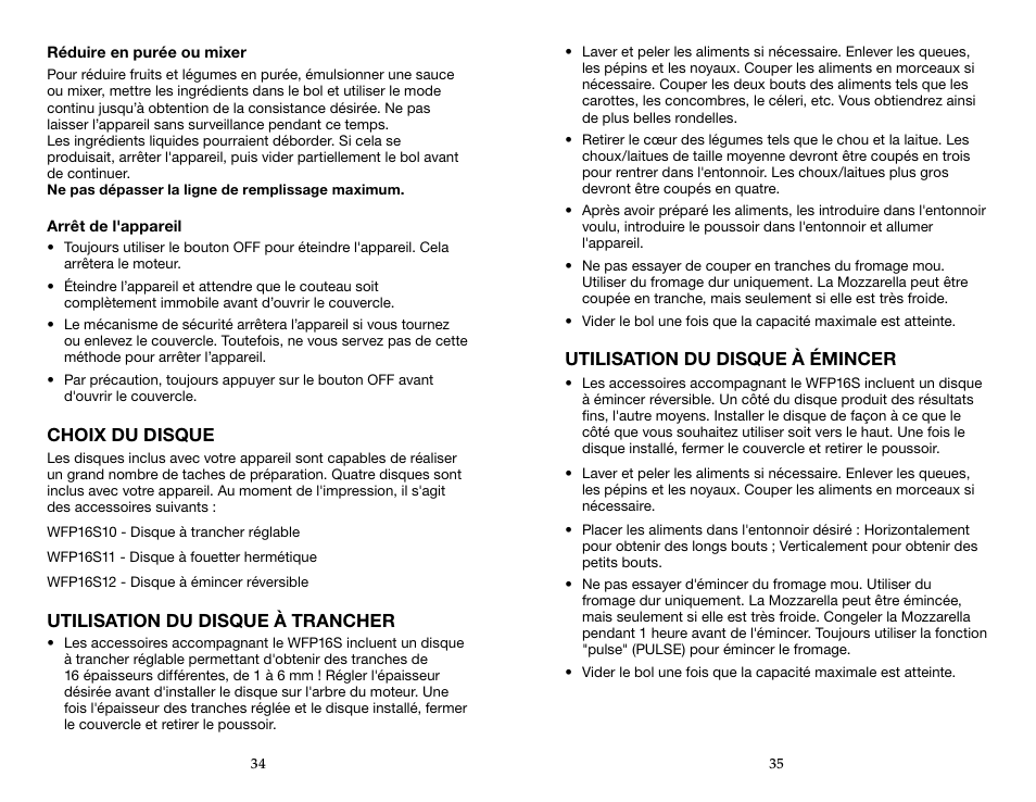 Waring WFP16S User Manual | Page 18 / 33