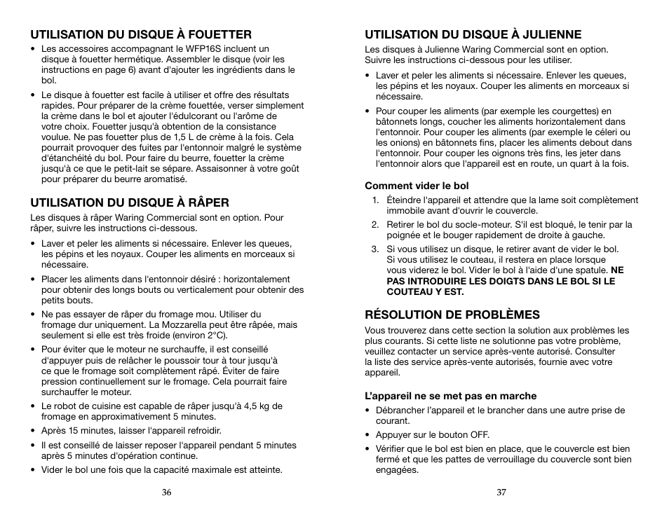 Waring WFP16S User Manual | Page 19 / 33