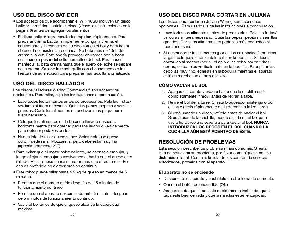 Waring WFP16S User Manual | Page 29 / 33