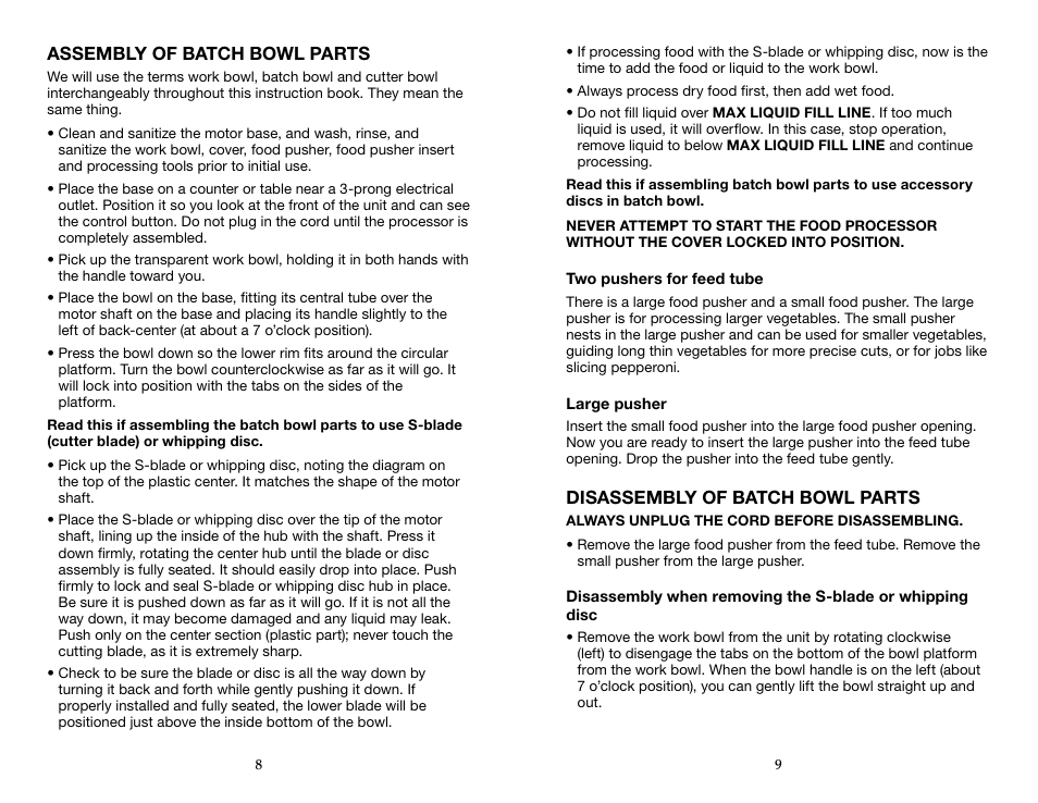 Waring WFP16S User Manual | Page 5 / 33