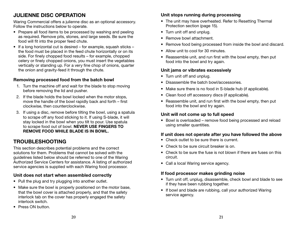 Waring WFP16SCD User Manual | Page 11 / 35