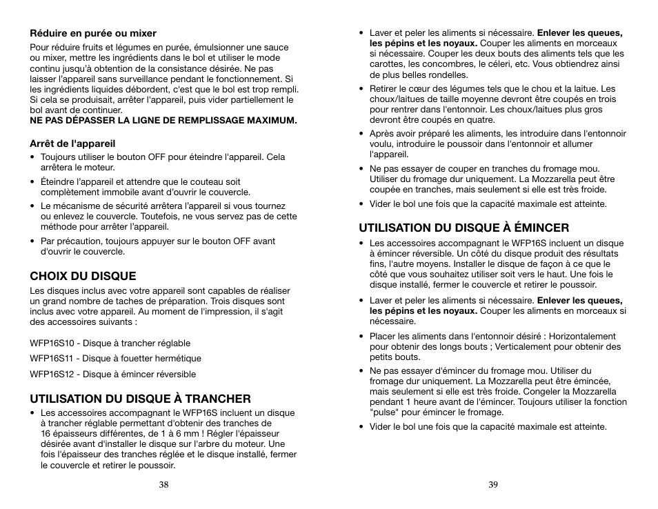 Waring WFP16SCD User Manual | Page 20 / 35